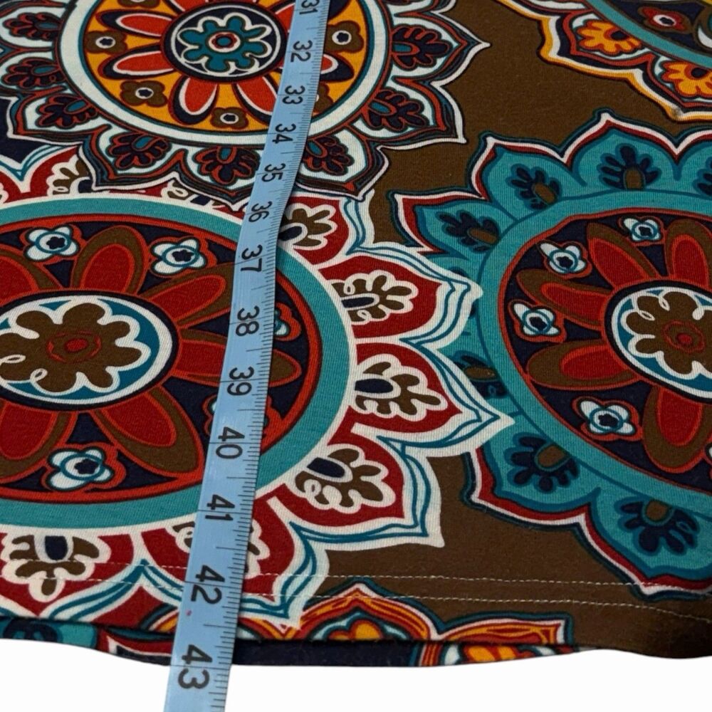 Boho Midi Dress Womens 3XL Multicolor Mandala DB Moon Pocket Short Sleeve - Picture 7 of 11